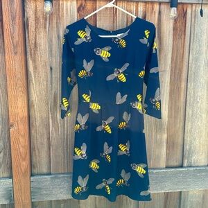 LA Soul navy dress with bumblebees. Lined. Size M.